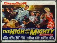 4z187 HIGH & THE MIGHTY British quad '54 William Wellman, John Wayne, Claire Trevor, different!