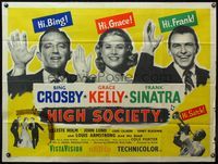 4z190 HIGH SOCIETY British quad '56 different image of Frank Sinatra, Bing Crosby & Grace Kelly!