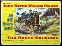 4z197 HORSE SOLDIERS British quad '59 art of U.S. Cavalrymen John Wayne & William Holden, John Ford