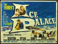 4z208 ICE PALACE British quad '60 Richard Burton, Robert Ryan, by Edna Ferber, cool different art!
