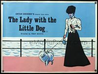 4z233 LADY WITH THE DOG British quad '60 Anton Chekov's love story, art of woman walking dog!