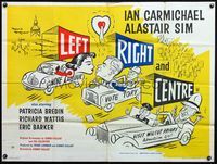 4z239 LEFT RIGHT & CENTRE British quad '61 wacky art of political candidates in love by Langdon!