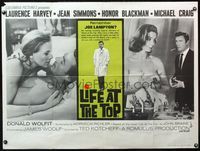 4z240 LIFE AT THE TOP British quad '66 Laurence Harvey with sexy Jean Simmons & Honor Blackman!