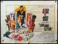4z241 LIVE & LET DIE British quad '73 art of Roger Moore as James Bond by Robert McGinnis!