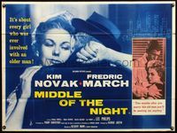 4z265 MIDDLE OF THE NIGHT British quad '59 sexy young Kim Novak is involved w/older Fredrich March!