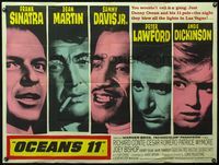 4z291 OCEAN'S 11 British quad '60 Frank Sinatra, Dean Martin, Sammy Davis Jr., Dickinson, Rat Pack!