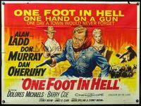 4z298 ONE FOOT IN HELL British quad '60 different art of Alan Ladd by Tom William Chantrell!