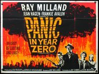 4z302 PANIC IN YEAR ZERO British quad '62 Ray Milland, Hagen, Avalon, different mushroom cloud art!