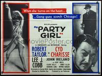 4z303 PARTY GIRL British quad '58 when sexy Cyd Charisse turns on the heat, guns scorch Chicago!