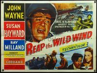 4z336 REAP THE WILD WIND British quad '50s John Wayne, Ray Milland, Cecil B. DeMille, different!