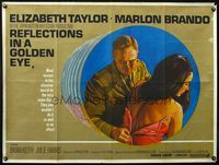 4z338 REFLECTIONS IN A GOLDEN EYE British quad '67 Huston, different art of Brando undressing Liz!