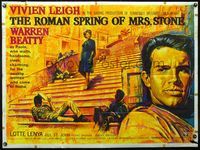 4z354 ROMAN SPRING OF MRS. STONE British quad '62 different art of Beatty & Leigh by Chantrell!