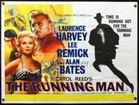 4z359 RUNNING MAN British quad '64 time is running out for Laurence Harvey, Lee Remick, Carol Reed