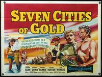 4z380 SEVEN CITIES OF GOLD British quad '55 barechested Richard Egan, Anthony Quinn, priest Rennie!