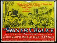 4z393 SILVER CHALICE British quad '55 Virginia Mayo, great art of Paul Newman in his first movie!