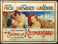 4z396 SNOWS OF KILIMANJARO British quad '52 art of Gregory Peck, Susan Hayward & sexy Ava Gardner!