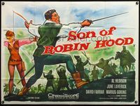 4z402 SON OF ROBIN HOOD British quad '59 art of Al Hedison with sword by Tom William Chantrell!