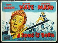 4z403 SONG IS BORN British quad '48 art of sexy Virginia Mayo sitting on Danny Kaye's flute!