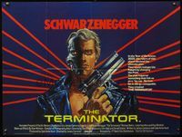 4z433 TERMINATOR British quad '84 cool art of cyborg Arnold Schwarzenegger with gun!