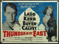 4z439 THUNDER IN THE EAST British quad '53 close up of Alan Ladd & sexy Deborah Kerr!