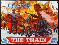 4z448 TRAIN British quad '65 art of Burt Lancaster in WWII, directed by John Frankenheimer!