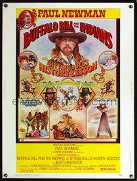 5a430 BUFFALO BILL & THE INDIANS 30x40 '76 art of Paul Newman as William F. Cody by Willardson!