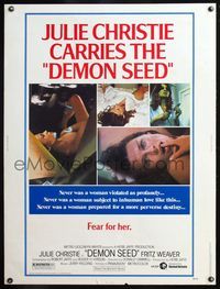 5a462 DEMON SEED style B 30x40 '77 many images of sexy Julie Christie, sci-fi horror!