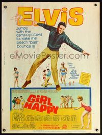 5a503 GIRL HAPPY 30x40 '65 great image of Elvis Presley, Shelley Fabares, rock & roll!