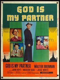 5a507 GOD IS MY PARTNER 30x40 '57 religious Walter Brennan, a story of love!