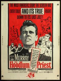5a532 HOODLUM PRIEST 30x40 '61 religious Don Murray saves thieves & killers, and it's true!