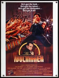 5a539 IDOLMAKER 30x40 '80 Bob Marucci bio, Peter Gallagher singing in front of fans!