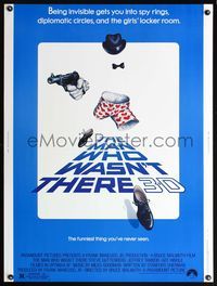 5a582 MAN WHO WASN'T THERE 30x40 '83 3-D, wacky invisible man Steve Guttenberg!