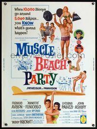 5a601 MUSCLE BEACH PARTY 30x40 '64 Frankie & Annette, 10,000 biceps & 5,000 bikinis!