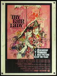 5a602 MY FAIR LADY 30x40 '64 classic art of Audrey Hepburn & Rex Harrison by Bob Peak!