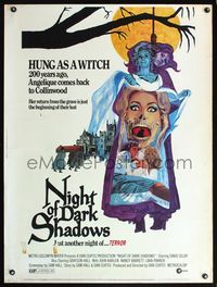 5a610 NIGHT OF DARK SHADOWS 30x40 '71 wild freaky art of the woman hung as a witch 200 years ago!