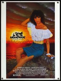 5a620 ONE DEADLY SUMMER 30x40 '83 full-length sexy Isabelle Adjani by the beach at sunset!