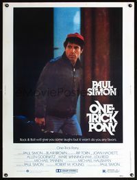 5a624 ONE TRICK PONY 30x40 '80 great c/u of Paul Simon holding guitar in case, rock & roll!