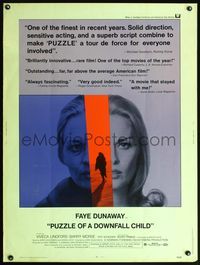 5a651 PUZZLE OF A DOWNFALL CHILD 30x40 '71 Faye Dunaway, Viveca Lindfors!