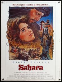 5a670 SAHARA 30x40 '84 great Drew Struzan art of sexy Brooke Shields in the desert!