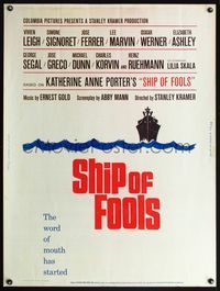 5a679 SHIP OF FOOLS 30x40 '65 Stanley Kramer's movie based on Katharine Anne Porter's book!