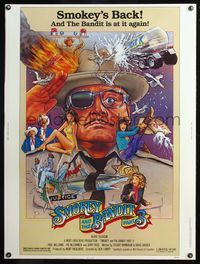 5a686 SMOKEY & THE BANDIT PART 3 30x40 '83 Daniel Gouzee action art of Jackie Gleason & cast!