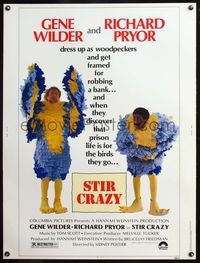 5a704 STIR CRAZY 30x40 '80 Gene Wilder & Richard Pryor in chicken suits, Sidney Poitier directed!