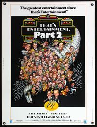 5a728 THAT'S ENTERTAINMENT PART 2 30x40 '75 wacky art of Fred Astaire, Gene Kelly & many MGM greats