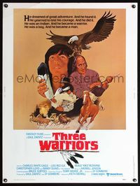 5a736 THREE WARRIORS 30x40 '77 cool art of Native Americans and wildlife by Gentile!