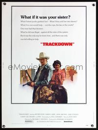 5a743 TRACKDOWN 30x40 '76 artwork of young Erik Estrada, Jim Mitchum, sexy Karen Lamm!