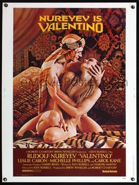 5a755 VALENTINO 30x40 '77 great image of Rudolph Nureyev & naked Michelle Phillips!