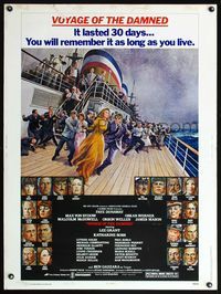 5a756 VOYAGE OF THE DAMNED 30x40 '76 Faye Dunaway, Max Von Sydow, Richard Amsel art!