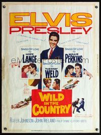 5a763 WILD IN THE COUNTRY 30x40 '61 Elvis Presley sings of love to Tuesday Weld, rock & roll!