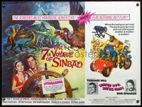 5a010 7th VOYAGE OF SINBAD/WATCH OUT WE'RE MAD British quad '70s action double-bill, cool artwork!