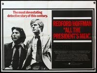 5a019 ALL THE PRESIDENT'S MEN British quad '76 Dustin Hoffman & Redford as Woodward & Bernstein!